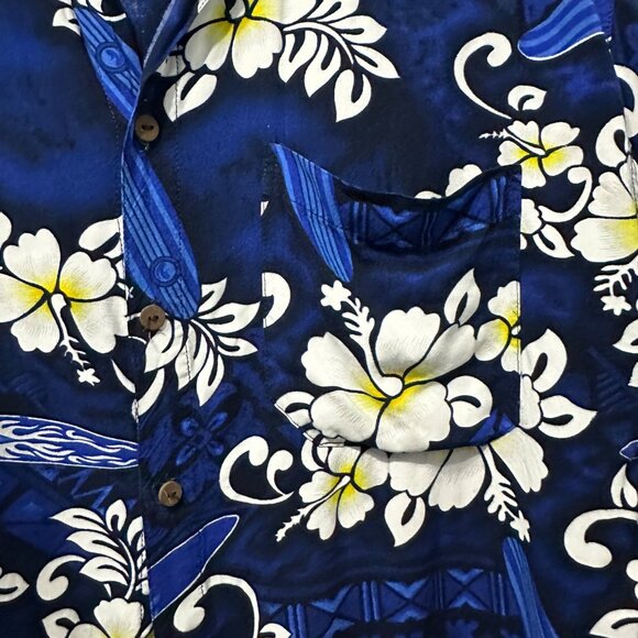 Island Stuff men’s size XXL blue Hawaiian print button front shirt - Picture 2 of 5